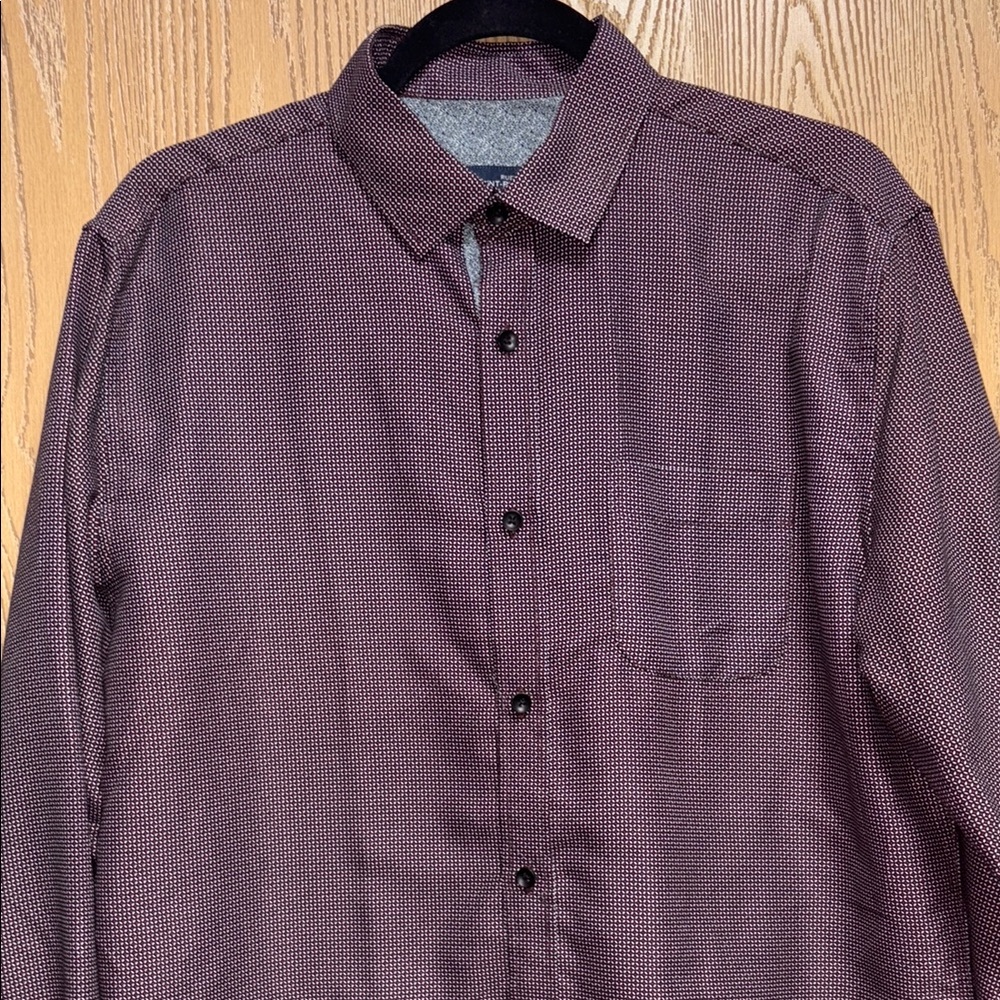 Men's Burgundy Button-Up Shirt